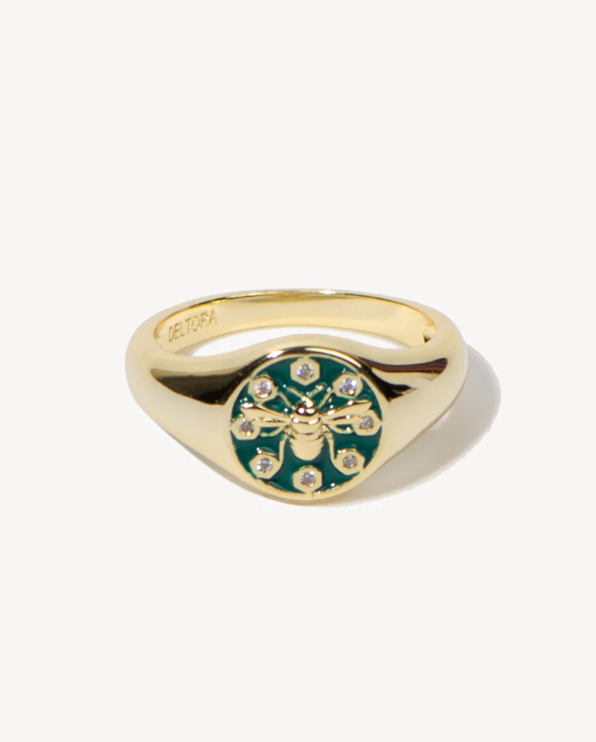 Deltora™ Classic Honey Gold Ring in White Crystal