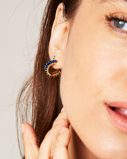 Deltora™ Iconic Freya Gold Earrings in Blue Ocean