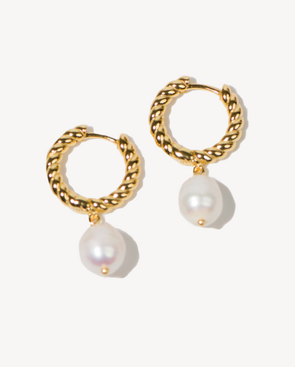 Iconic Olympia 18k Gold Vermeil Earrings in Pearl - Deltora